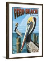 Brown Pelicans - Vero Beach, Florida-Lantern Press-Framed Art Print