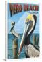 Brown Pelicans - Vero Beach, Florida-Lantern Press-Framed Art Print