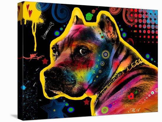 Brown Pit bull Brown Eyes Look 1-Mark Ashkenazi-Stretched Canvas
