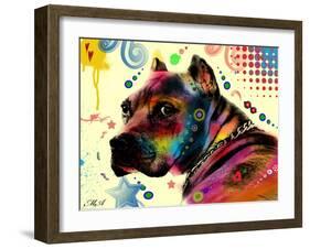 Brown Pitbull Brown Eyes Look 2-Mark Ashkenazi-Framed Giclee Print