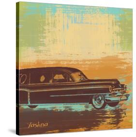 Brown Retro Car I-Yashna-Stretched Canvas
