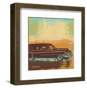 Brown Retro Car I-Yashna-Framed Art Print