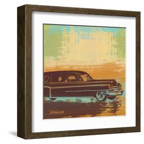 Brown Retro Car I-Yashna-Framed Art Print