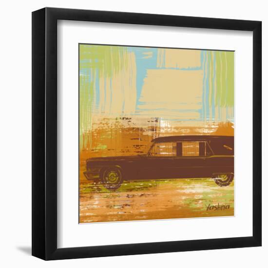 Brown Retro Car II-Yashna-Framed Art Print