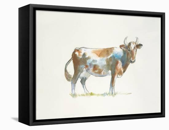Brown & White Cow-Patti Mann-Framed Stretched Canvas