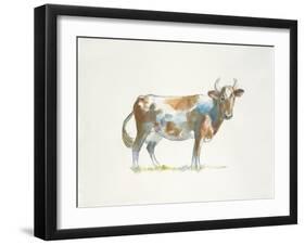 Brown & White Cow-Patti Mann-Framed Art Print