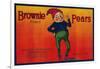 Brownie Pear Crate Label - Sacramento, CA-Lantern Press-Framed Art Print