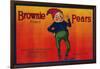 Brownie Pear Crate Label - Sacramento, CA-Lantern Press-Framed Art Print