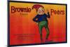 Brownie Pear Crate Label - Sacramento, CA-Lantern Press-Mounted Art Print