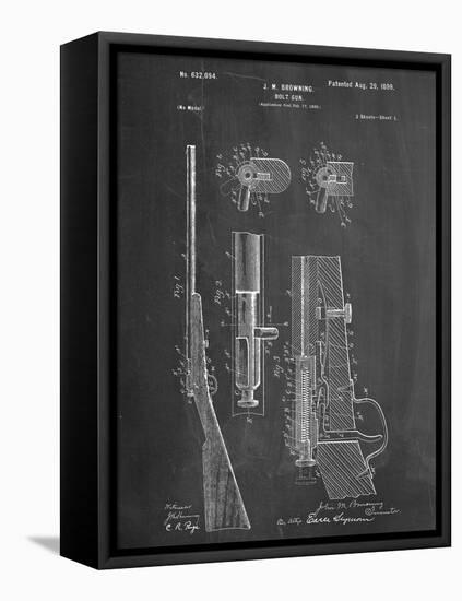 Browning Bolt Gun Patent-null-Framed Stretched Canvas
