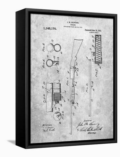 Browning Shotgun Patent-Cole Borders-Framed Stretched Canvas