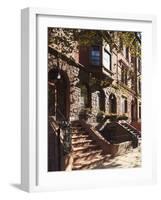 Brownstone Buildings in Harlem, Manhattan, New York City, USA-Jon Arnold-Framed Photographic Print