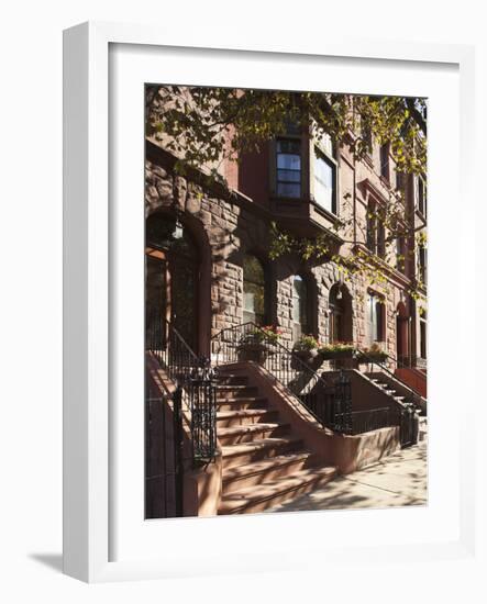 Brownstone Buildings in Harlem, Manhattan, New York City, USA-Jon Arnold-Framed Photographic Print