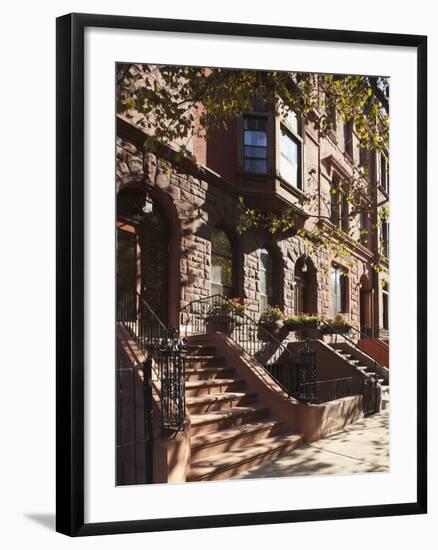 Brownstone Buildings in Harlem, Manhattan, New York City, USA-Jon Arnold-Framed Photographic Print