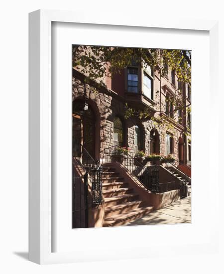 Brownstone Buildings in Harlem, Manhattan, New York City, USA-Jon Arnold-Framed Photographic Print