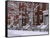 Brownstones in Blizzard-Rudy Sulgan-Framed Stretched Canvas
