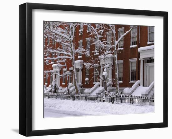 Brownstones in Blizzard-Rudy Sulgan-Framed Premium Photographic Print