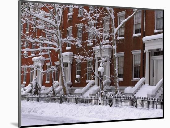 Brownstones in Blizzard-Rudy Sulgan-Mounted Photographic Print