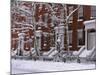 Brownstones in Blizzard-Rudy Sulgan-Mounted Photographic Print