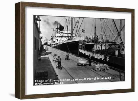 Brownsville, Texas - Ships Docked in Port-Lantern Press-Framed Art Print