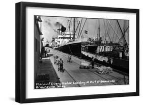 Brownsville, Texas - Ships Docked in Port-Lantern Press-Framed Art Print