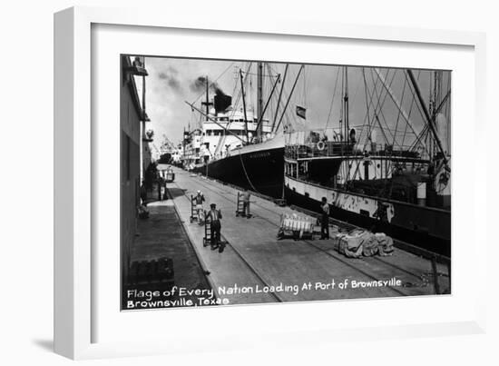 Brownsville, Texas - Ships Docked in Port-Lantern Press-Framed Art Print