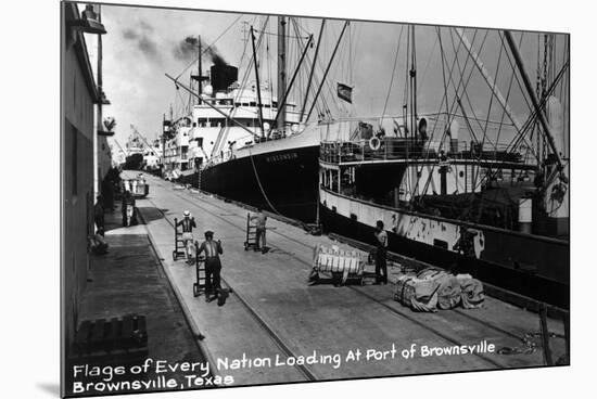 Brownsville, Texas - Ships Docked in Port-Lantern Press-Mounted Art Print