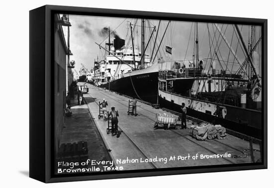 Brownsville, Texas - Ships Docked in Port-Lantern Press-Framed Stretched Canvas