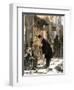 Browsers at a Sidewalk Bookstall, 1800s-null-Framed Giclee Print