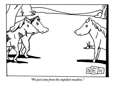 "We just came from the stupidest meadow." - New Yorker Cartoon