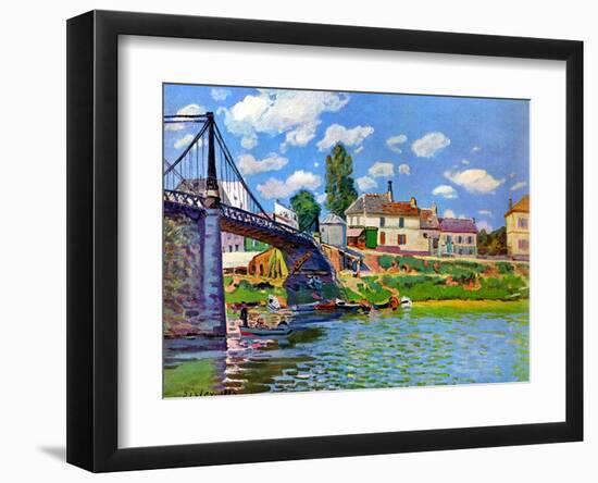 Brucke von Villeneuve La Garenne Bridge-Alfred Sisley-Framed Art Print