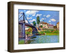 Brucke von Villeneuve La Garenne Bridge-Alfred Sisley-Framed Art Print