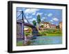 Brucke von Villeneuve La Garenne Bridge-Alfred Sisley-Framed Art Print