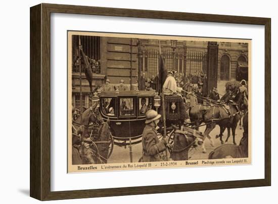 Brüssel, König Leopold Iii, Kutsche, Empfang 1934-null-Framed Giclee Print