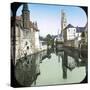 Bruges (Belgium), the Canal and the Belfry-Leon, Levy et Fils-Stretched Canvas