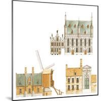 Bruges, Belgium, Town Hall and Traditional Houses-Fernando Aznar Cenamor-Mounted Giclee Print