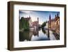 Bruges  with water canal at Late Afternoon, Flanders, Belgium-George Oze-Framed Photographic Print