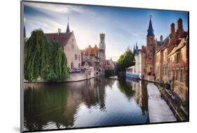Bruges  with water canal at Late Afternoon, Flanders, Belgium-George Oze-Mounted Photographic Print