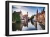 Bruges  with water canal at Late Afternoon, Flanders, Belgium-George Oze-Framed Photographic Print