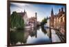 Bruges  with water canal at Late Afternoon, Flanders, Belgium-George Oze-Framed Photographic Print