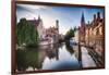 Bruges  with water canal at Late Afternoon, Flanders, Belgium-George Oze-Framed Photographic Print