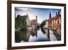 Bruges  with water canal at Late Afternoon, Flanders, Belgium-George Oze-Framed Photographic Print