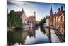 Bruges  with water canal at Late Afternoon, Flanders, Belgium-George Oze-Mounted Photographic Print