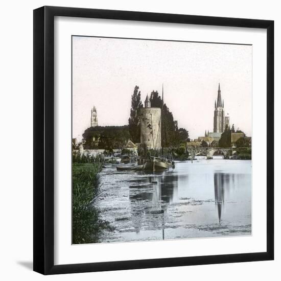 Brugge (Belgium), the Lake of Love (Minnewater Lake)-Leon, Levy et Fils-Framed Photographic Print