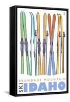 Brundage Mountain, Idaho, Skis in the Snow-Lantern Press-Framed Stretched Canvas