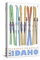 Brundage Mountain, Idaho, Skis in the Snow-Lantern Press-Stretched Canvas