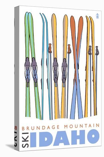 Brundage Mountain, Idaho, Skis in the Snow-Lantern Press-Stretched Canvas