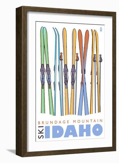 Brundage Mountain, Idaho, Skis in the Snow-Lantern Press-Framed Art Print