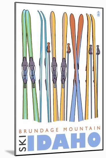 Brundage Mountain, Idaho, Skis in the Snow-Lantern Press-Mounted Art Print