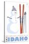 Brundage Mountain, Idaho, Snowman with Skis-Lantern Press-Stretched Canvas